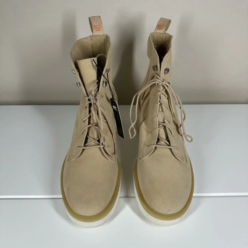 Sorel Hi-Line Waterproof Lace-Up Leather Suede Boots Chunky Heel Tan Sz 11 - Picture 4 of 14
